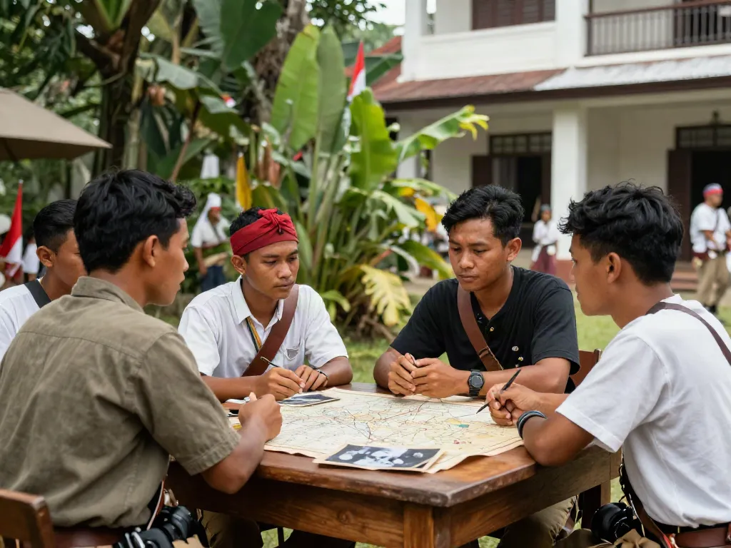 rokok88 Indonesian fighters strategizing during the historical Dutch-Indonesian conflict